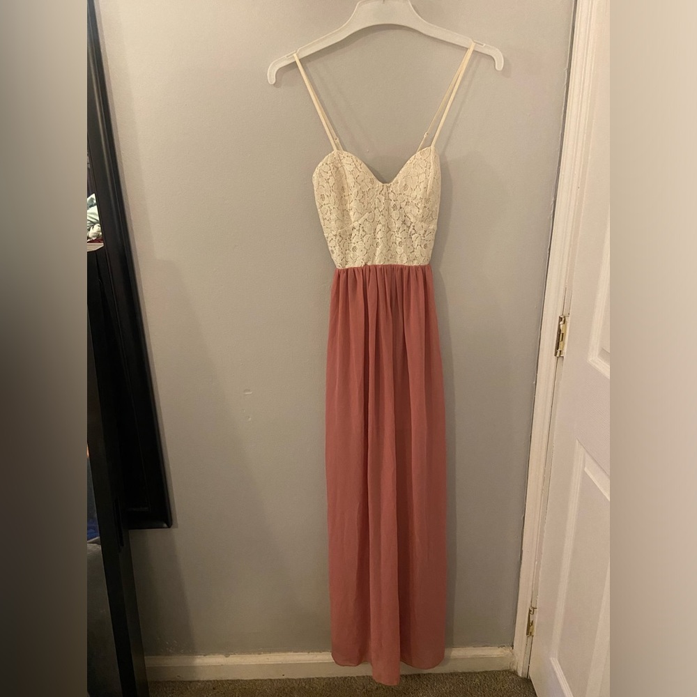 Windsor Pink and White Lace Maxi Dress